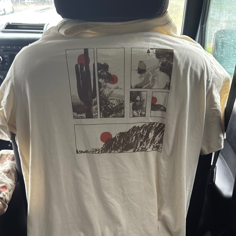 Cream Short Sleeve Tee with Graphic Design